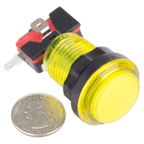 Yellow LED Illuminated Arcade Push Button