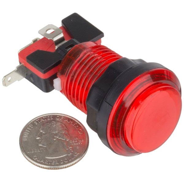 Red LED Illuminated Arcade Push Button
