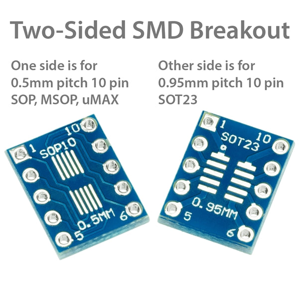 10 Pin SOT23, SOP, MSOP, and UMAX Breakout Board